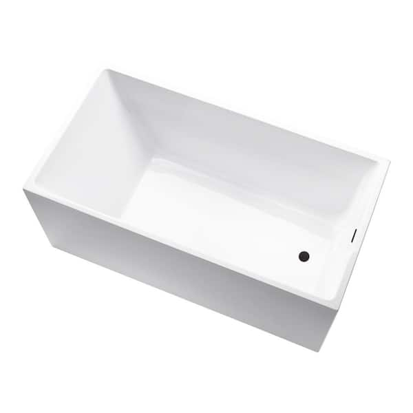 Vannes 47 in. x 29 in. Acrylic Freestanding Soaking Bathtub with Right Drain in White/Oil Rubbed Bronze