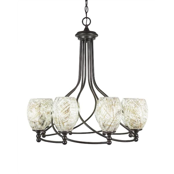 Unbranded Royale 8 Light Dark Granite Chandelier, Round Chandelier with 5 in. Natural Fusion Glass Shades, No Bulbs Included