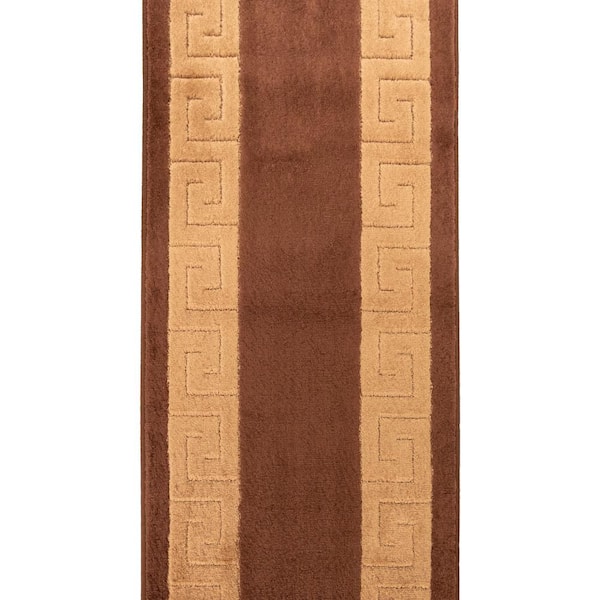 Euro Meander Design Brown 26 in. W x 600 in. L Stair Runner 108.49 sq. ft.