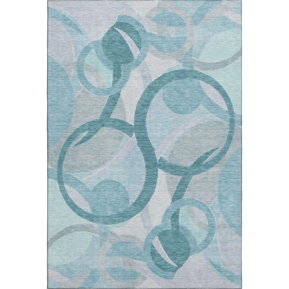 Mayfield Premium Machine Washable Abstract AMF2168 Teal 3 ft. x 5 ft. Area Rug price history on PriceWatchPro