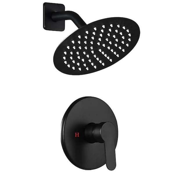 AKLFGN Single Handle 1-Spray Shower Faucet 1.75 GPM with 8 in. High Pressure Rain Shower Head in Matte Black