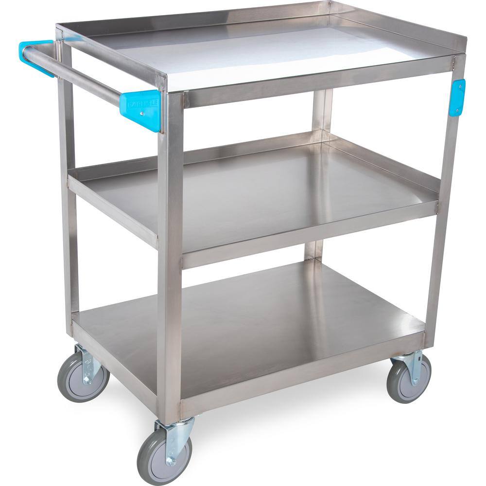 Stainless Steel 3-Shelf Utility Cart with Rubber Bumpers