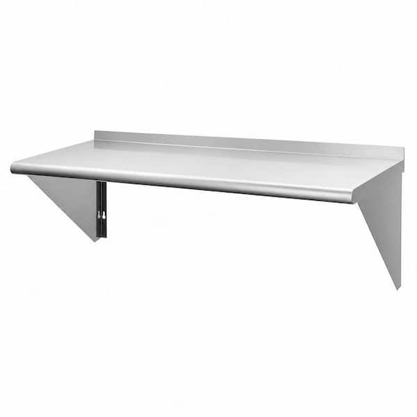 18 in. x 48 in. Stainless Steel Shelf, Wall Mounted Pot Rack 400 lb. NSF Commercial Floating Shelving for Kitchen