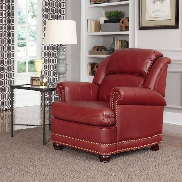 HOMESTYLES Winston Red Faux Leather Arm Chair