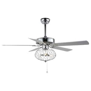 42 in. Chrome Cage Ceiling Fan with Light Kit and Remote Control
