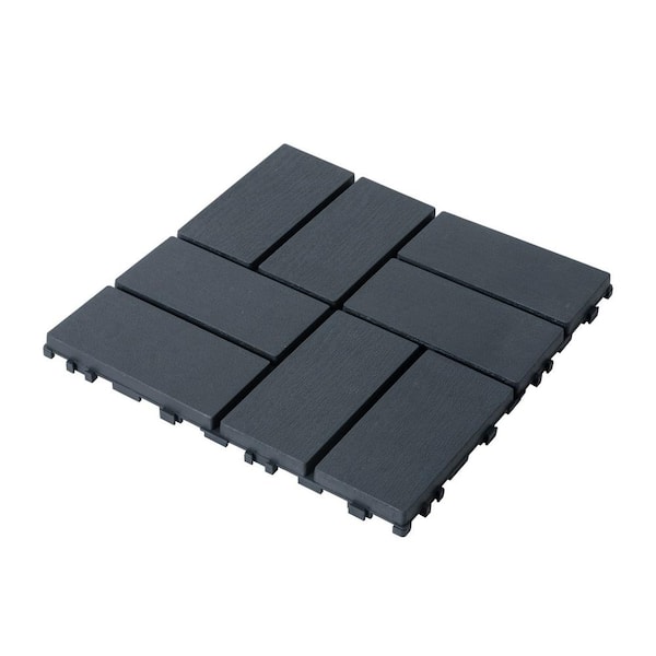 Outdoor 1 ft. x 1 ft. Composite Interlocking Tile Deck Tile in Gray (44 Per Box)