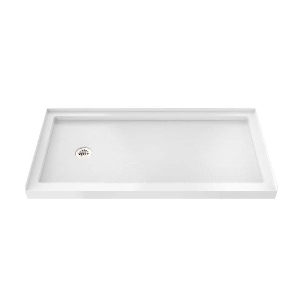 SlimLine 60 in. L x 34 in. W Alcove Rectangular White Shower Pan Base with 2 in. Round Left Drain in Polished Nickel price history on PriceWatchPro