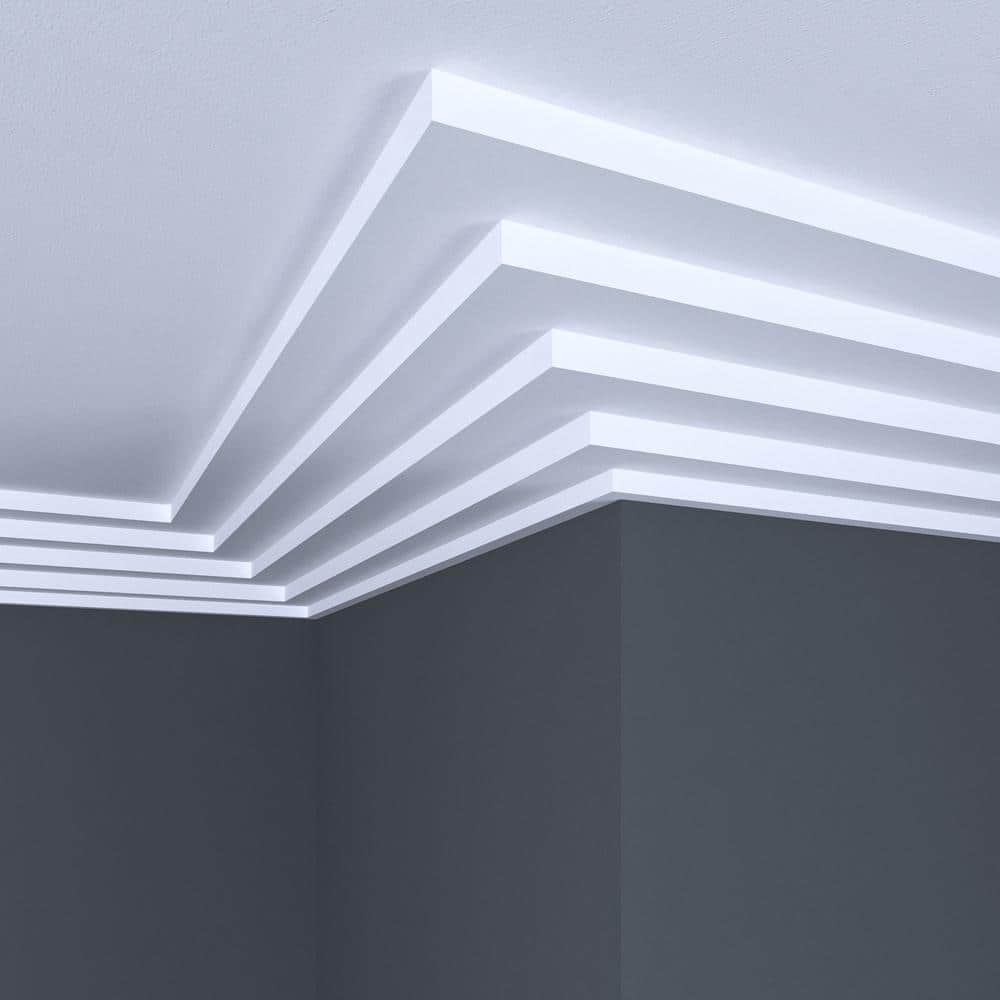 Primed White Wood Crown Moulding, 96" Length, 5.5" Width