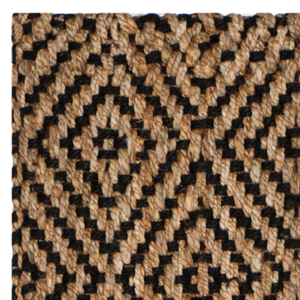 Handmade Black and Natural Jute Geometric Runner Rug