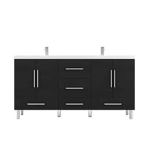 Ripley 72 in. W x 19.5 in. D x 36 in. H Vanity in Black with White Acrylic Top and White Basin