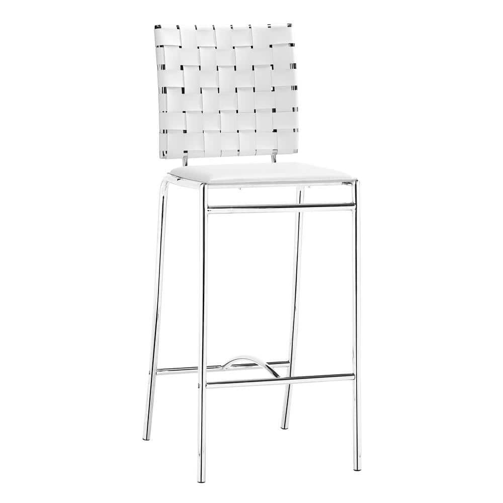 ZUO 26 in. White Bar Stool (Set of 2) 333061 The Home Depot