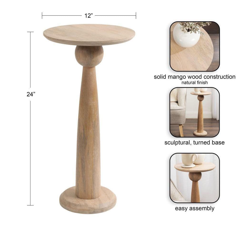 Jakob 12 in. Natural Round Solid Wood End Table - thumbnail 4