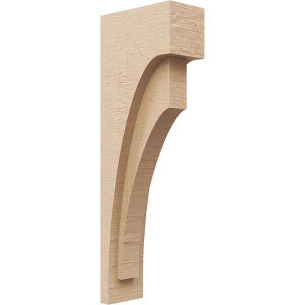 Ekena Millwork 4 in. x 24 in. x 8 in. Series 2 Thin Rivera Rough Cedar Woodgrain Timberthane Polyurethane Corbel, Primed Tan