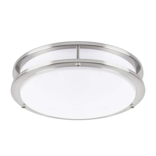 Hukoro Hanz 13 in. Brush Nickel Selectable LED 2700K, 3000K, 3500K, 4000K, 5000K Flush Mount Ceiling Light