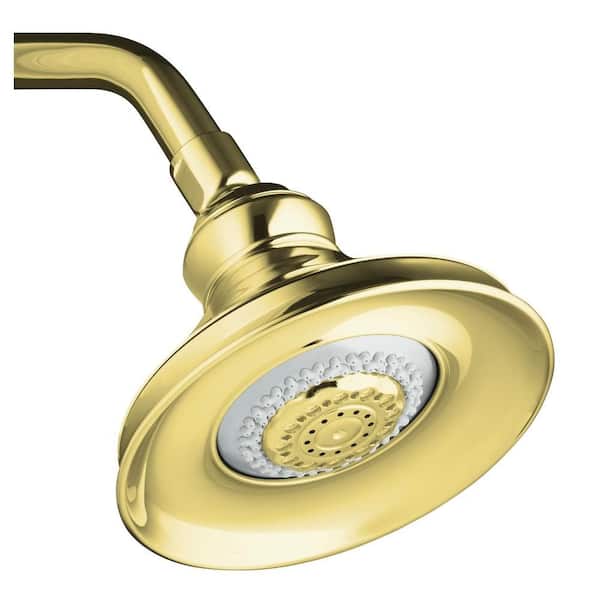 KOHLER Revival 3-Spray Multifunction 5-15/16 in. Raincan Multifunction Showerhead in Vibrant Polished Brass