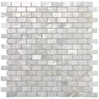 11.7 in. x 11.5 in. Mother of Pearl Backsplash Mosaic Subway Tile in Natural White (10-Pack)