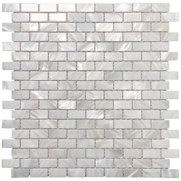 Art3d 11.7 in. x 11.5 in. Mother of Pearl Backsplash Mosaic Subway Tile in Natural White (10-Pack)