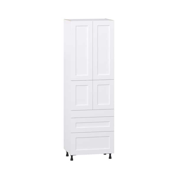J COLLECTION 30 in. W x 94.5 in. H x 24 in. D Wallace Painted Warm White Shaker Assembled Pantry Kitchen Cabinet with 5-Drawers