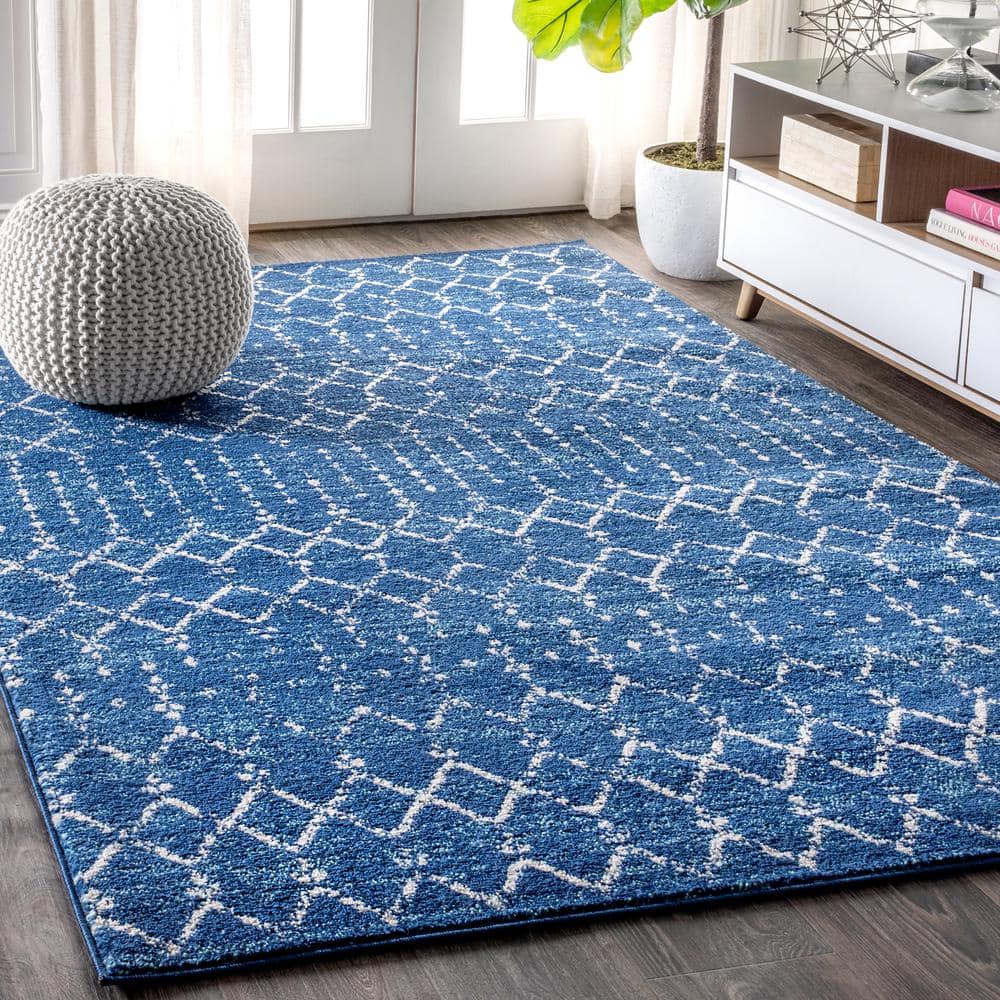 JONATHAN Y Moroccan Hype Boho Vintage Diamond Blue/White ft. x ft. Area  Rug MOH101A-5 The Home Depot