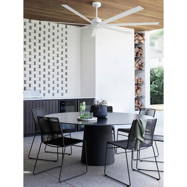 Atlanta 72 in. Indoor/Outdoor White Ceiling Fan with White Blades LED Light Kit and Remote Control Included