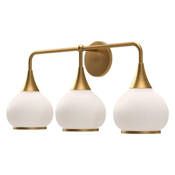 KUZCO HAZEL 26 in. 1 LIGHT AGED BRASS/MATTE OPAL GLASS Vanity Light