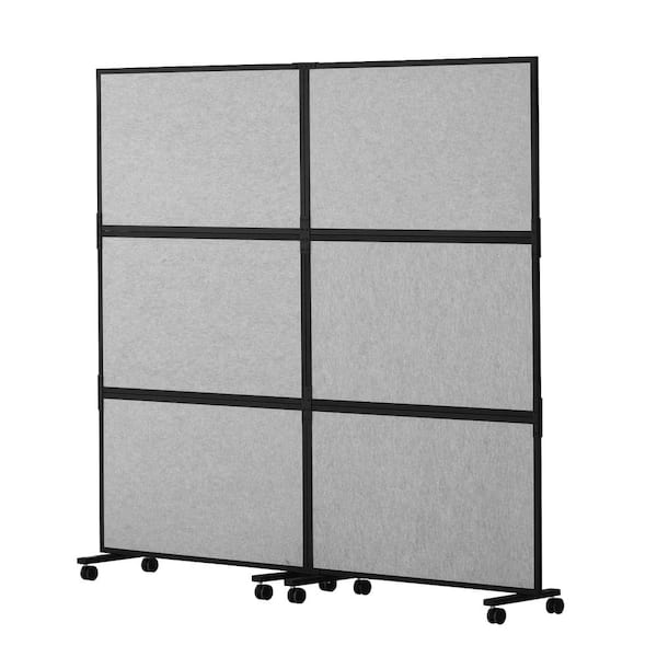 VEVOR Room Divider Acoustic, Gray Polywire for Privacy 2 Pcs Office Partition Panel, Freestanding Office Divider Partition
