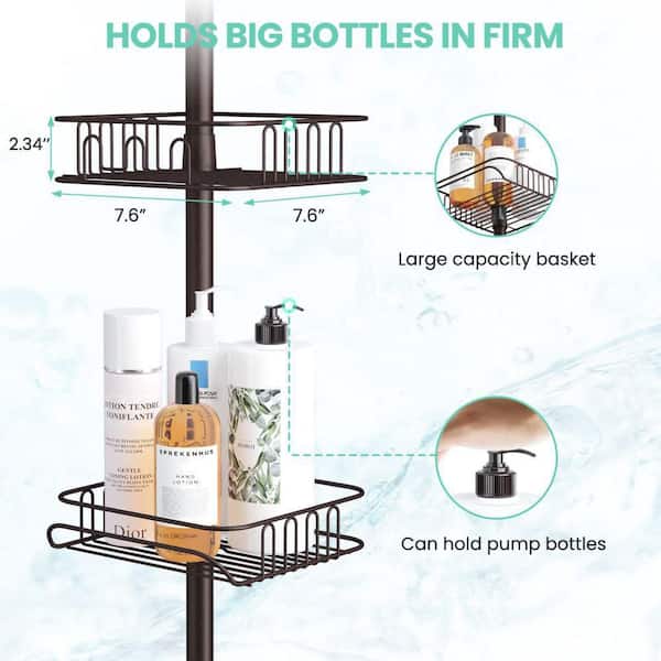 Rust-Resistant Tension Pole Shower Caddy, 3 Shelves, Oil Rubbed Bronze  Finish - AliExpress