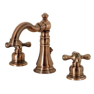 American Classic 8 in. Widespread 2-Handle Bathroom Faucets with Brass Pop-UP in Antique Copper