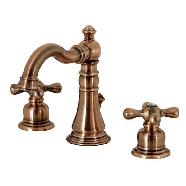Kingston Brass American Classic 8 in. Widespread 2-Handle Bathroom Faucets with Brass Pop-UP in Antique Copper