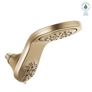 HydroRain Two-in-One 5-Spray 6 in. Double Wall Mount Fixed H2Okinetic Shower Head in Champagne Bronze