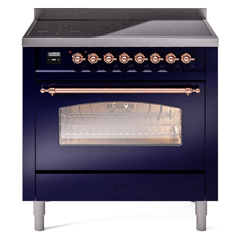 Nostalgie II 36 in. 6 Zone Freestanding Induction Range in Midnight Blue with Copper -  ILVE, UPI366NMPMBP