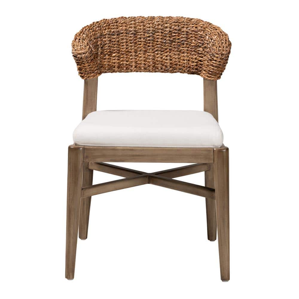 Chloe Bohemian Mahogany and Natural Rattan Dining Chair