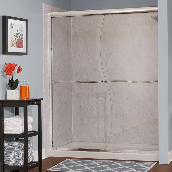 Foremost Cove 58 in. W x 72 in. H Frameless Sliding Shower Door in Silver