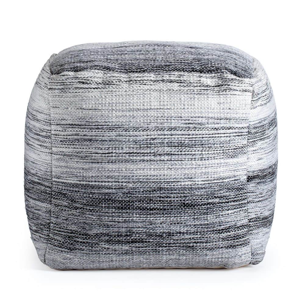 Caledonia Pouf Gray/Ivory - Anji Mountain: Handmade, Square, Unupholstered, Fair Trade Certified