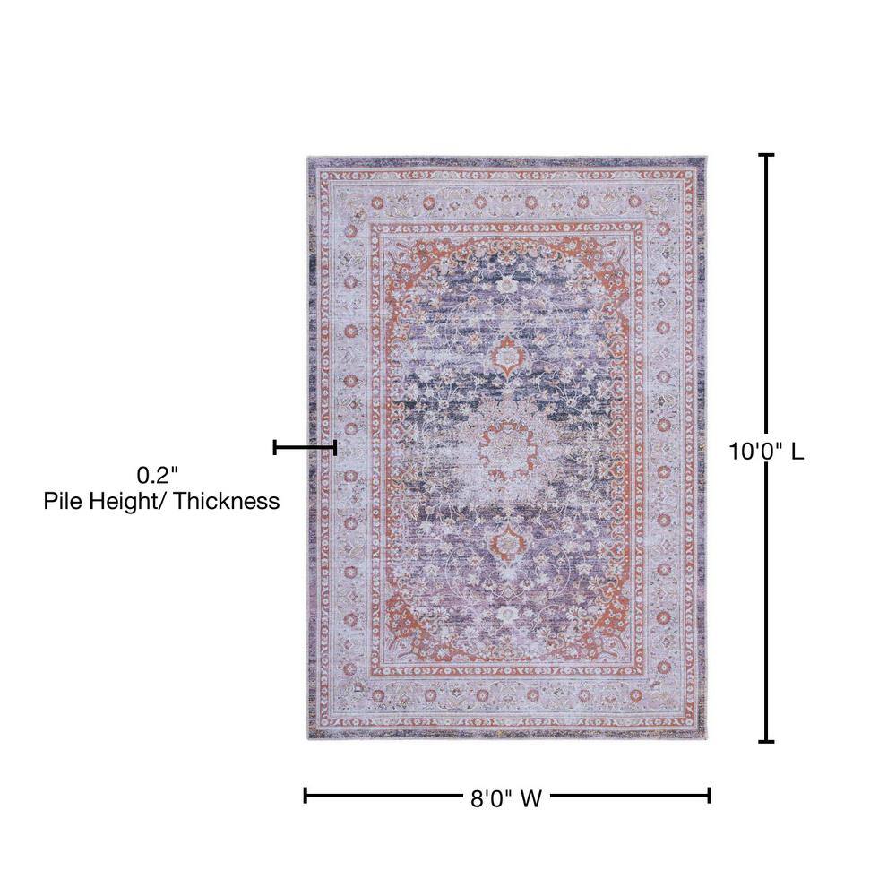 Elegant Gray Rectangular 8' x 10' Viscose Blend Easy-Care Area Rug