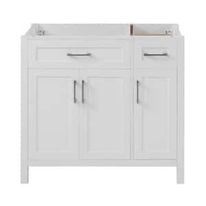 35.04 in. W x 17.72 in. D x 33.46 in. H Bath Vanity Cabinet Without Top in White with 2 Drawers and Storage Cabinet