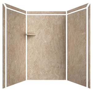 Elegance 36 in. x 48 in. x 80 in. 9-Piece Easy Up Adhesive Alcove Shower Wall Surround in Alaskan Ivory