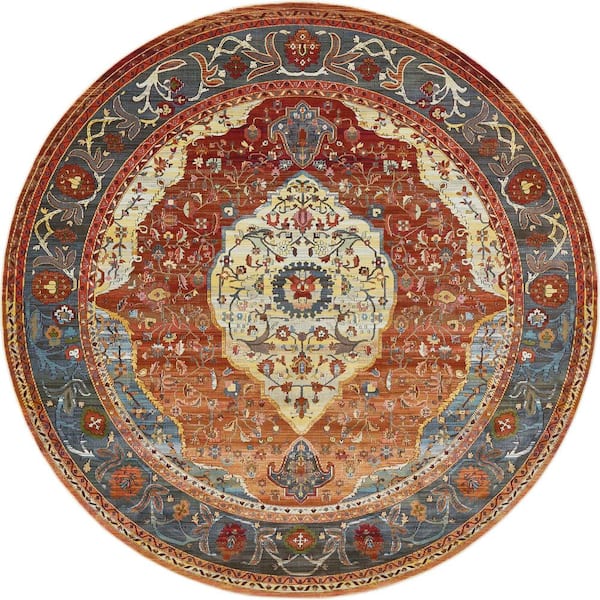 Unique Loom Baracoa Miramar Rust Red 8' 4 x 8' 4 Round Rug