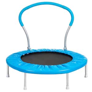 Gymax 38 in. Blue Folding Mini Trampoline Fitness Rebounder with
