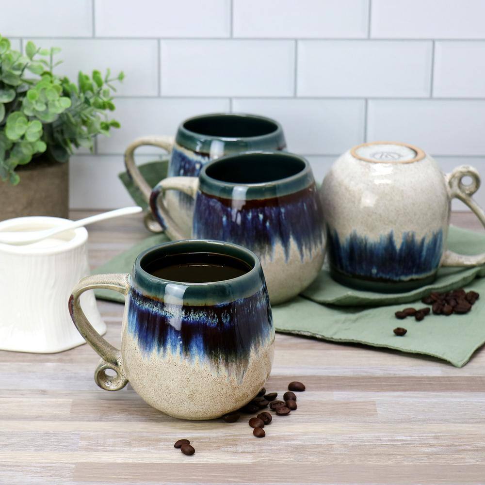 Lexington 4-Piece 20 oz Blue Multi Ceramic Mug Set