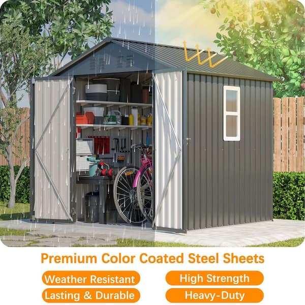 Thanaddo 6 ft. W x 6 ft. D Outdoor Black Metal Tool Storage Shed