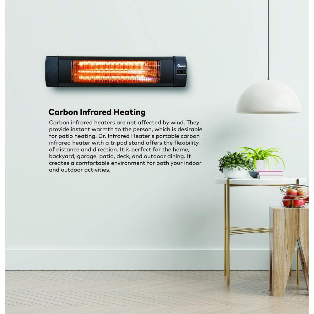 Black Electric Infrared Patio Heater with Tripod and Remote