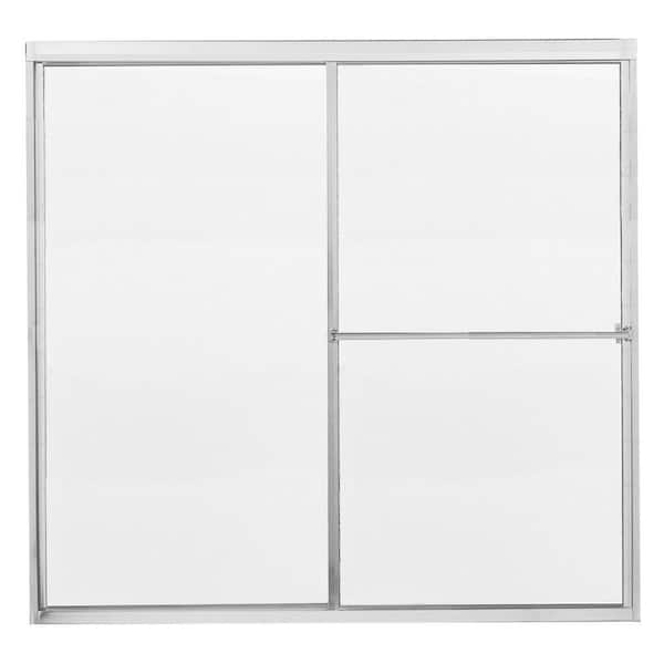 Contractors Wardrobe Model 1100 58 ½ in. x 56 ¾ in. Framed Bypass Sliding Tub Enclosure in Bright Clear with Rain Glass and Towel Bar