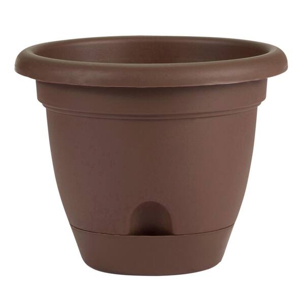 Bloem Lucca 8.75 in. Chocolate Plastic Self-Watering Planter with Saucer