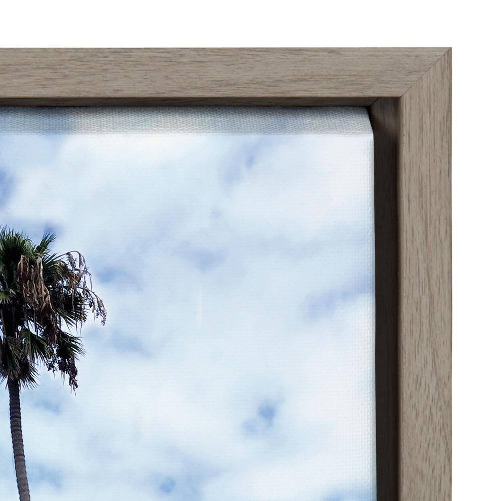 La Jolla Commute Coastal Palm Tree Canvas Art in Gray Frame