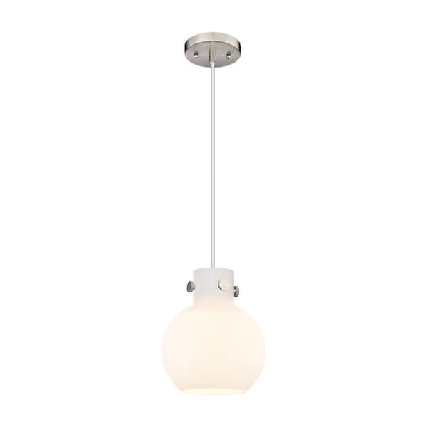 Innovations Newton Sphere 100-Watt 1 Light Satin Nickel Shaded Pendant Light with Frosted glass Frosted Glass Shade