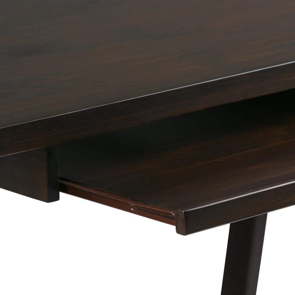 Modern Industrial 60'' Dark Chestnut Brown Wood Office Desk with Keyboard Tray