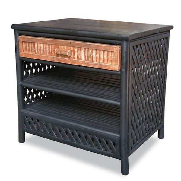 HomeRoots Shelly 23 in. Black/Brown Wood End Table