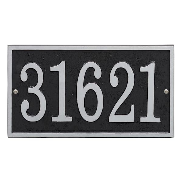 Fast and Easy Rectangle House Number Plaque, Black/Silver