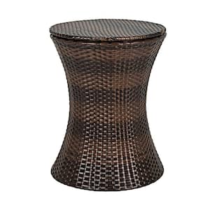 Rattan Outdoor Cooler Bar Table Patio Ice Bucket with Adjustable Height